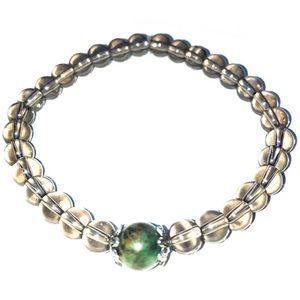 Smoky Quartz & African Turquoise Stretch Bracelet